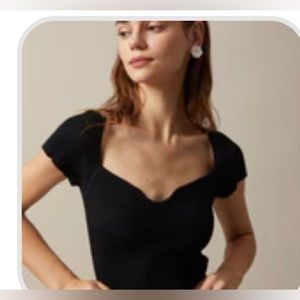 NEW Rihoas Black Ribknit sweetheart crop with tags, Large